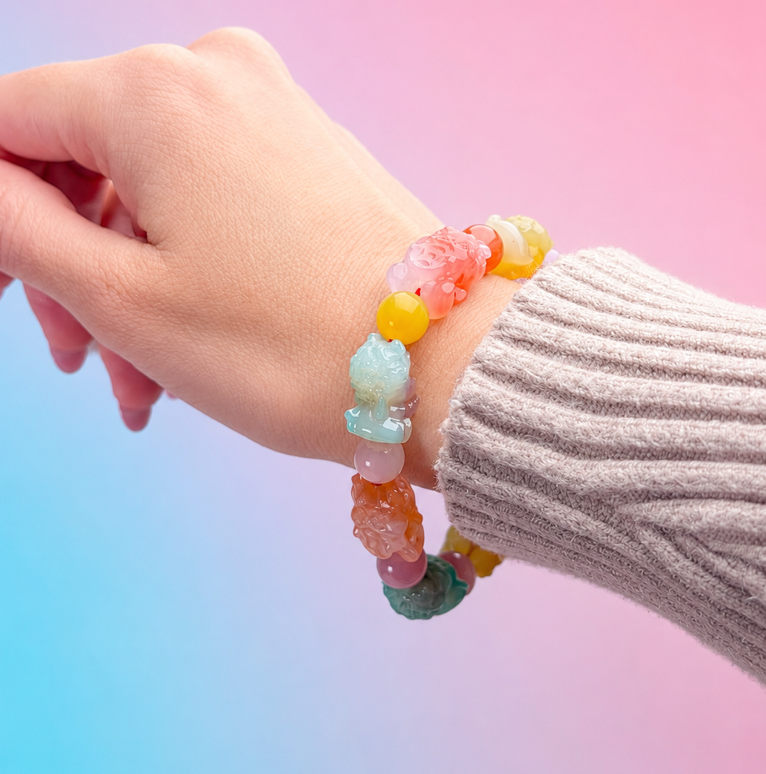 Yanyuan Agate Multi Colored Money Eater Bracelet - Wealth Attraction