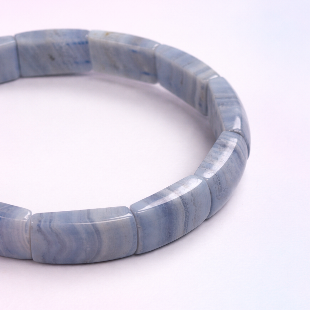 Blue Laced Agate Adjustable Bangle Bracelets - Calmness