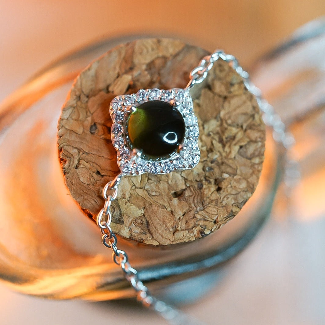 Moldavite & Topaz Adjustable Bracelet