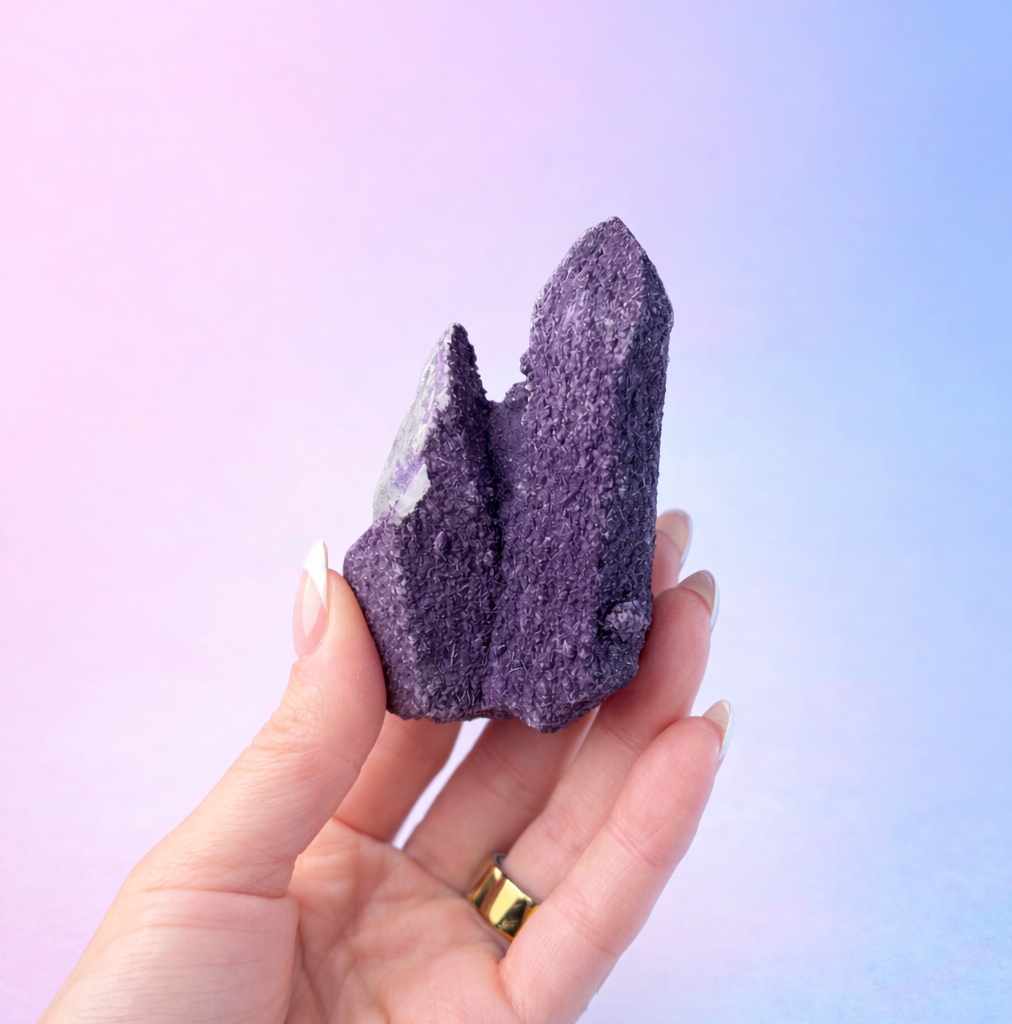 Purple Fluorite on Candle Quartz - Rare New Find - Ascension