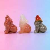 Rare Alashan Agate Mini Howling Wolf - Courage