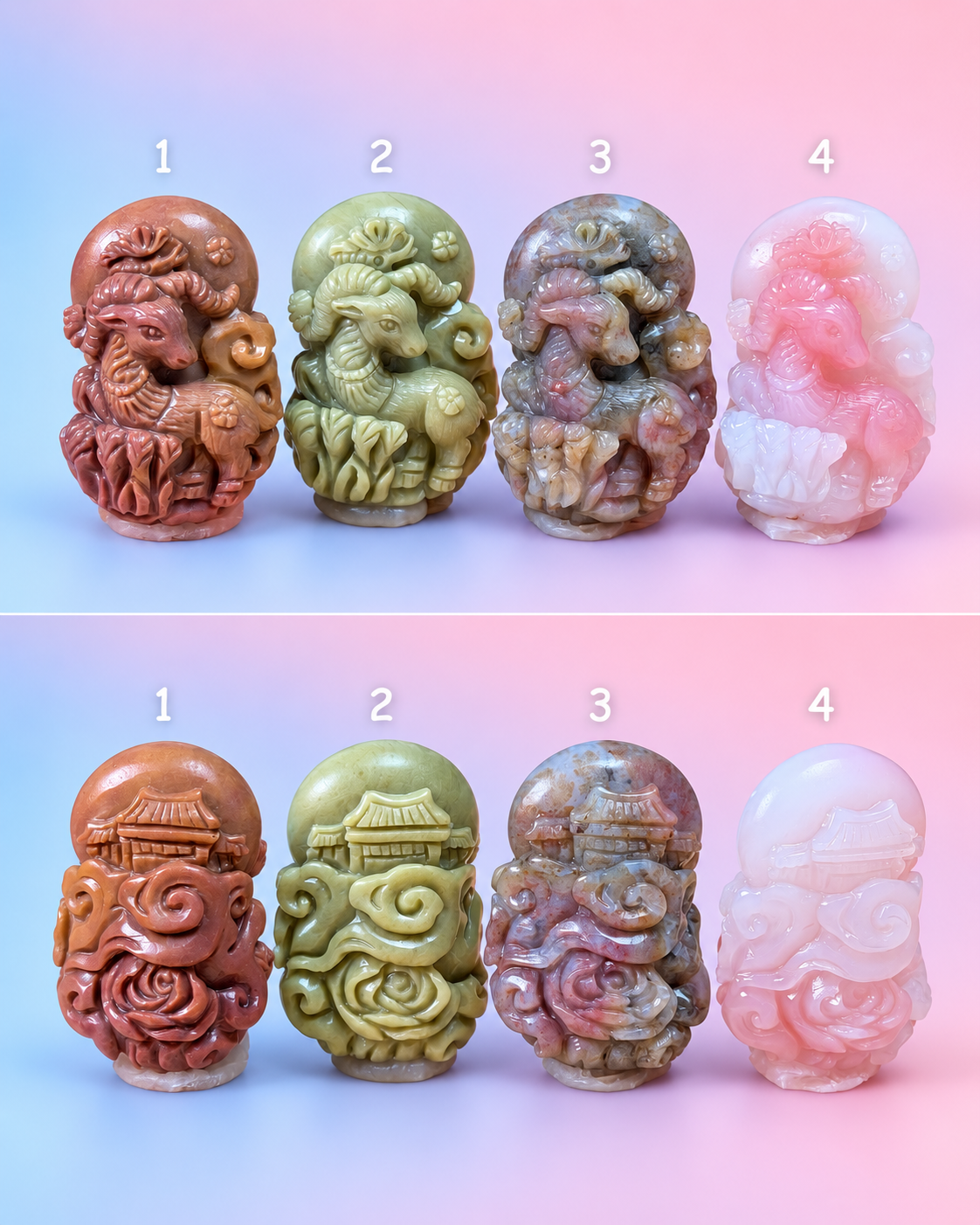 Rare Alashan Agate Spirit Rams - Resilience