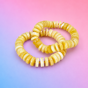 Butterscotch Amber Heishi Beaded Bracelet - Emotional Warmth