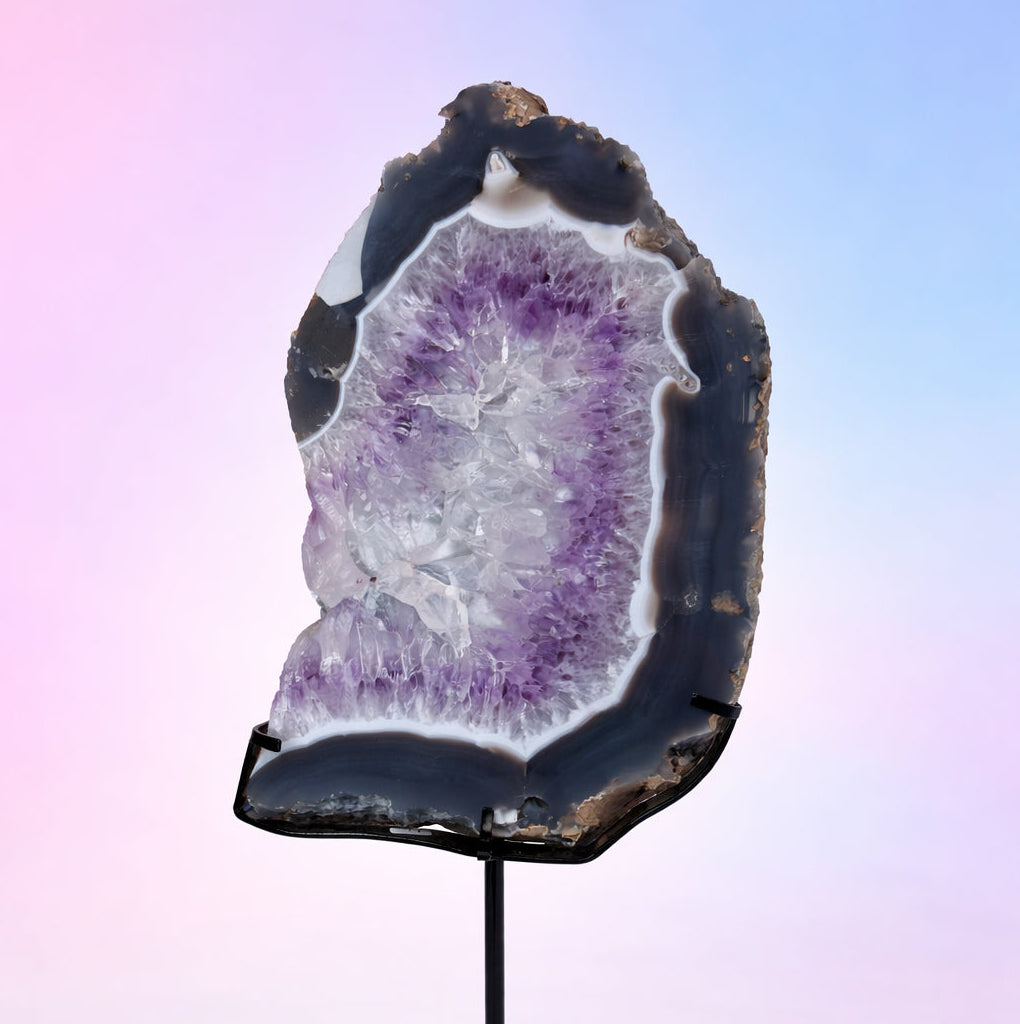 Large Amethyst with Agate on stand - Balance