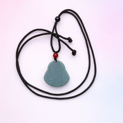 Jadeite Jade Laughing Buddha Amulet String Necklace - Luck