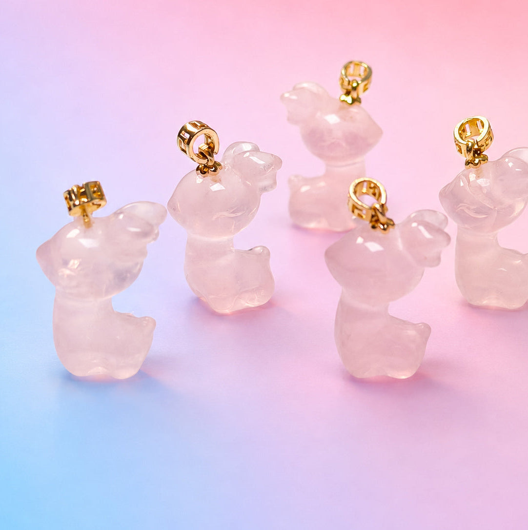 Rose Quartz Mini Deer Pendant - Heart Healing