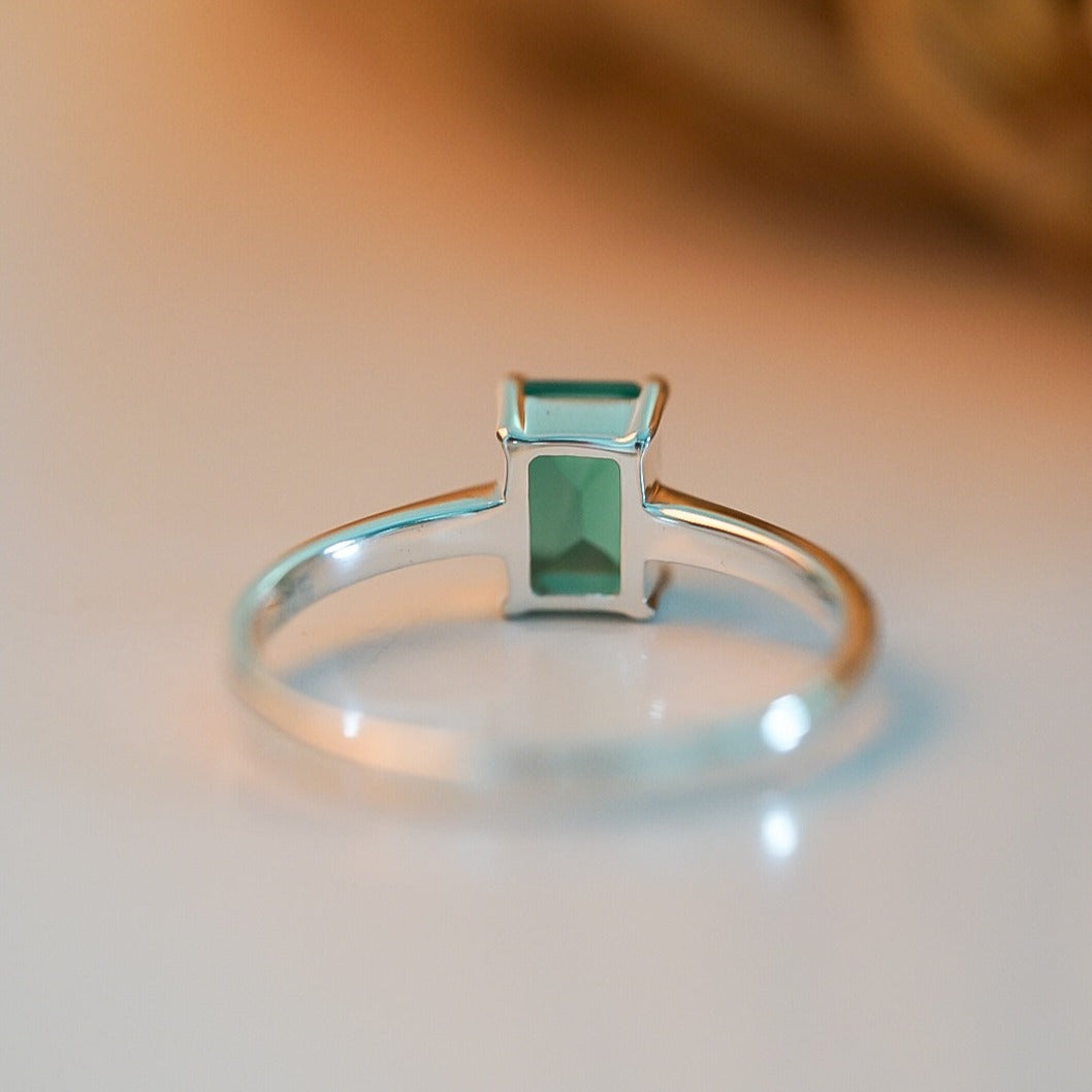 Green Onyx Baguette Cut Ring