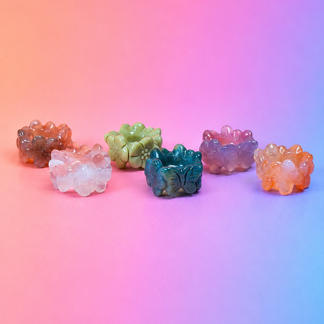 Rare Alashan Agate Mini Butterfly Flower Crown - Confidence