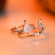 Rainbow Moonstone Kite Cut Ring