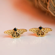 Black Tourmaline Butterfly Flutter Stud Earrings