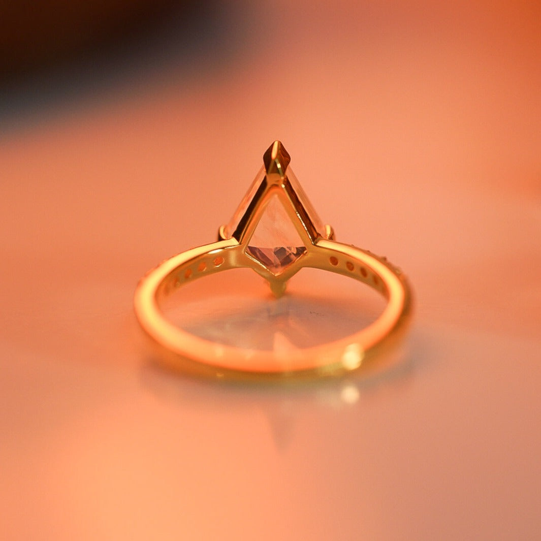 Rainbow Moonstone Kite Cut Ring