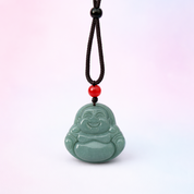 Jadeite Jade Laughing Buddha Amulet String Necklace - Luck