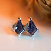 Iolite Kite Cut Stud Earrings