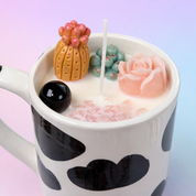 Rose Quartz & Obsidian Infused Handmade Candle - Coconut Wax - Cotton Fresh