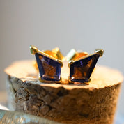 Iolite Kite Cut Stud Earrings