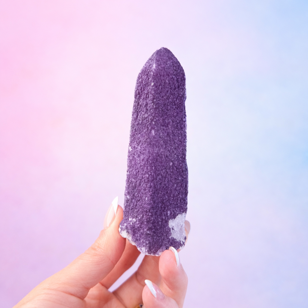 Purple Fluorite on Candle Quartz - Rare New Find - Ascension