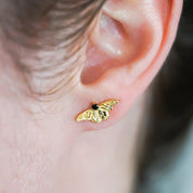 Black Tourmaline Butterfly Flutter Stud Earrings