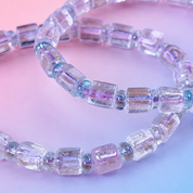 Kunzite Natural Cubes with Aquamarine Bracelet - Serenity