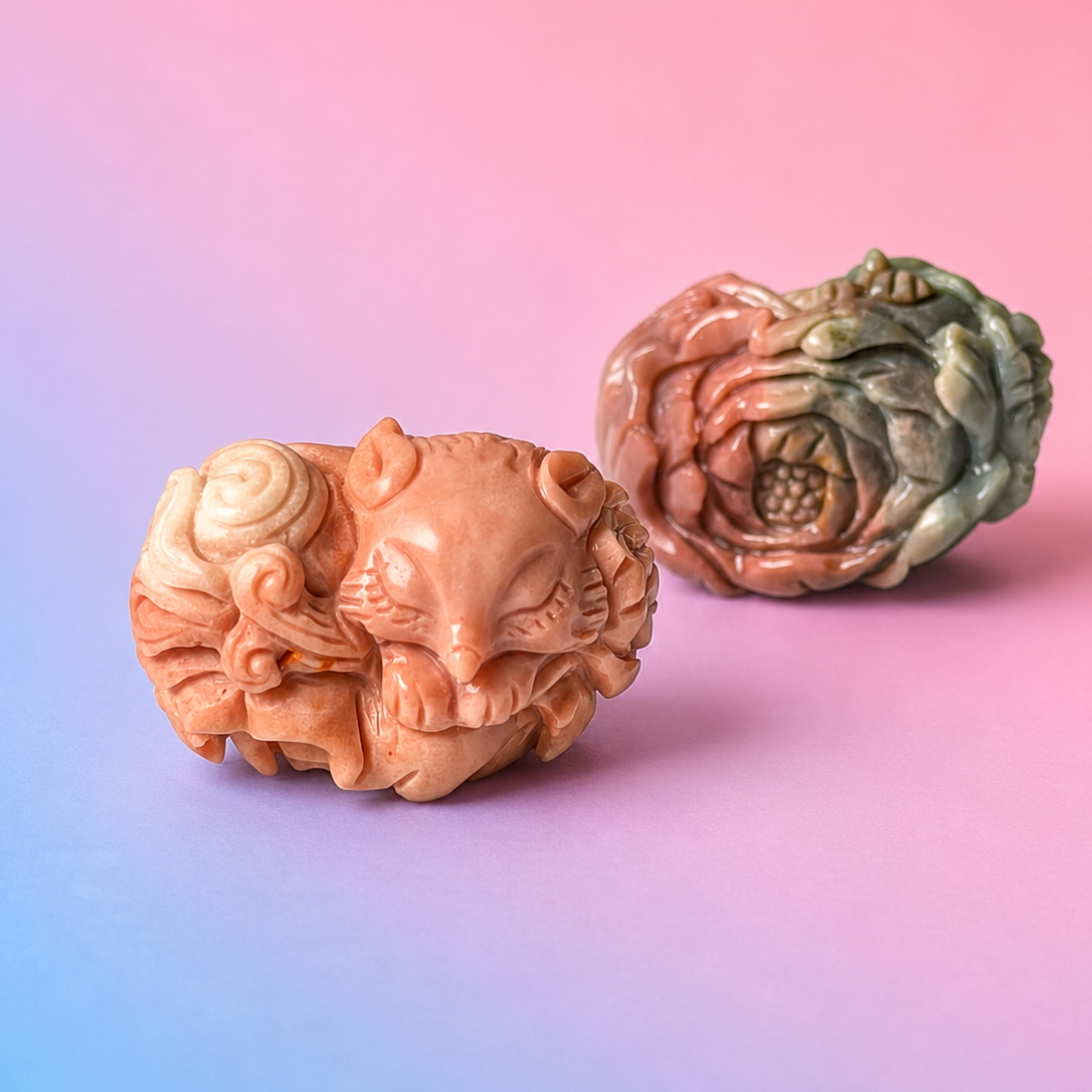 Rare Alashan Agate Mini Sleeping Fox - Rest