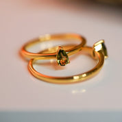 Moldavite Pear Cut Ring