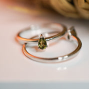 Moldavite Pear Cut Ring