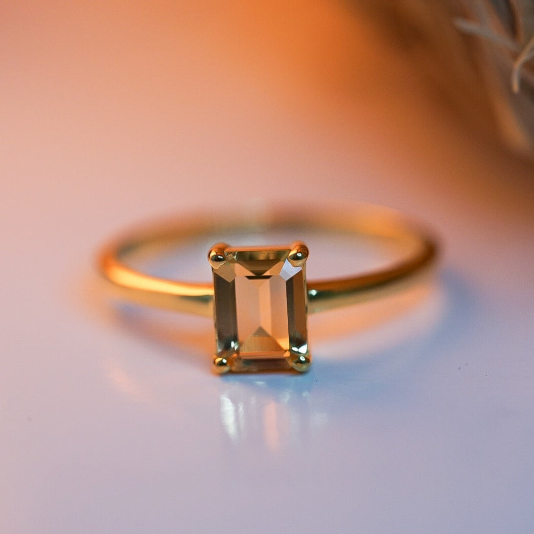 Citrine Baguette Cut Ring