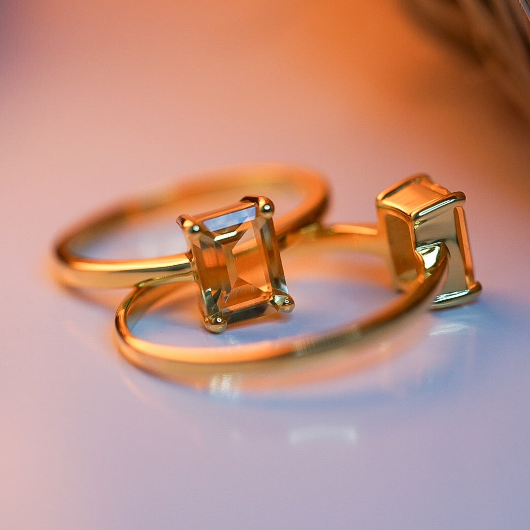 Citrine Baguette Cut Ring