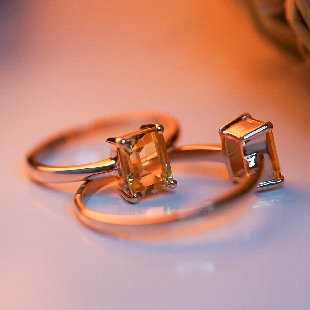 Citrine Baguette Cut Ring