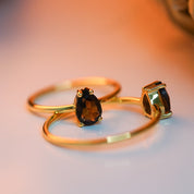 Smoky Quartz Pear Cut Ring