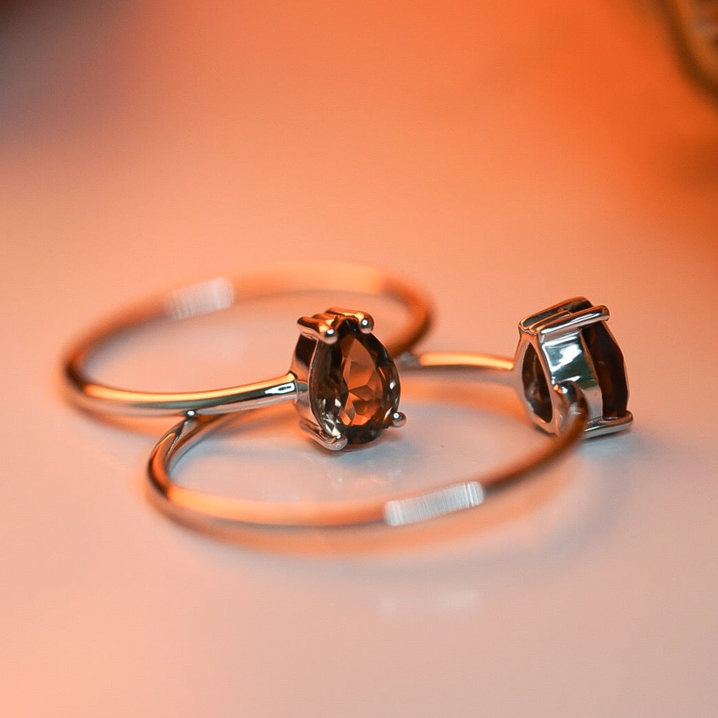 Smoky Quartz Pear Cut Ring