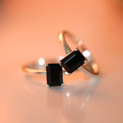 Black Tourmaline Baguette Cut Ring