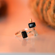 Black Tourmaline Baguette Cut Ring
