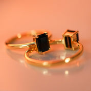 Black Tourmaline Baguette Cut Ring