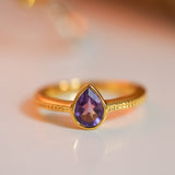 Amethyst Vintage Pear Cut Ring