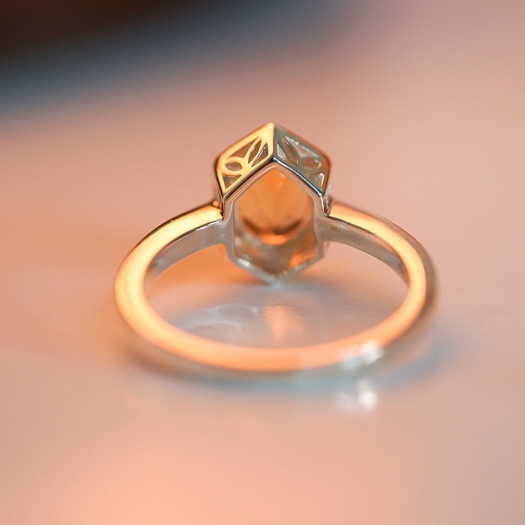 Citrine Hexagon Ring