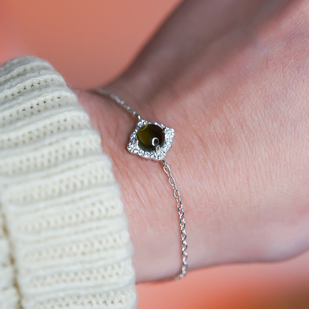 Moldavite & Topaz Adjustable Bracelet