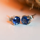 Blue Kyanite Round Cut Stud Earrings