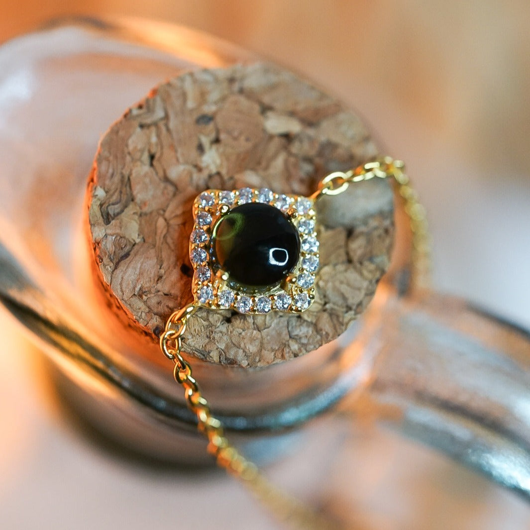 Moldavite & Topaz Adjustable Bracelet
