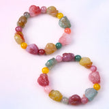 Yanyuan Agate Multi Colored Bunny on Log Bracelet - Good Fortune