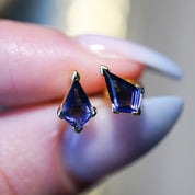 Iolite Kite Cut Stud Earrings