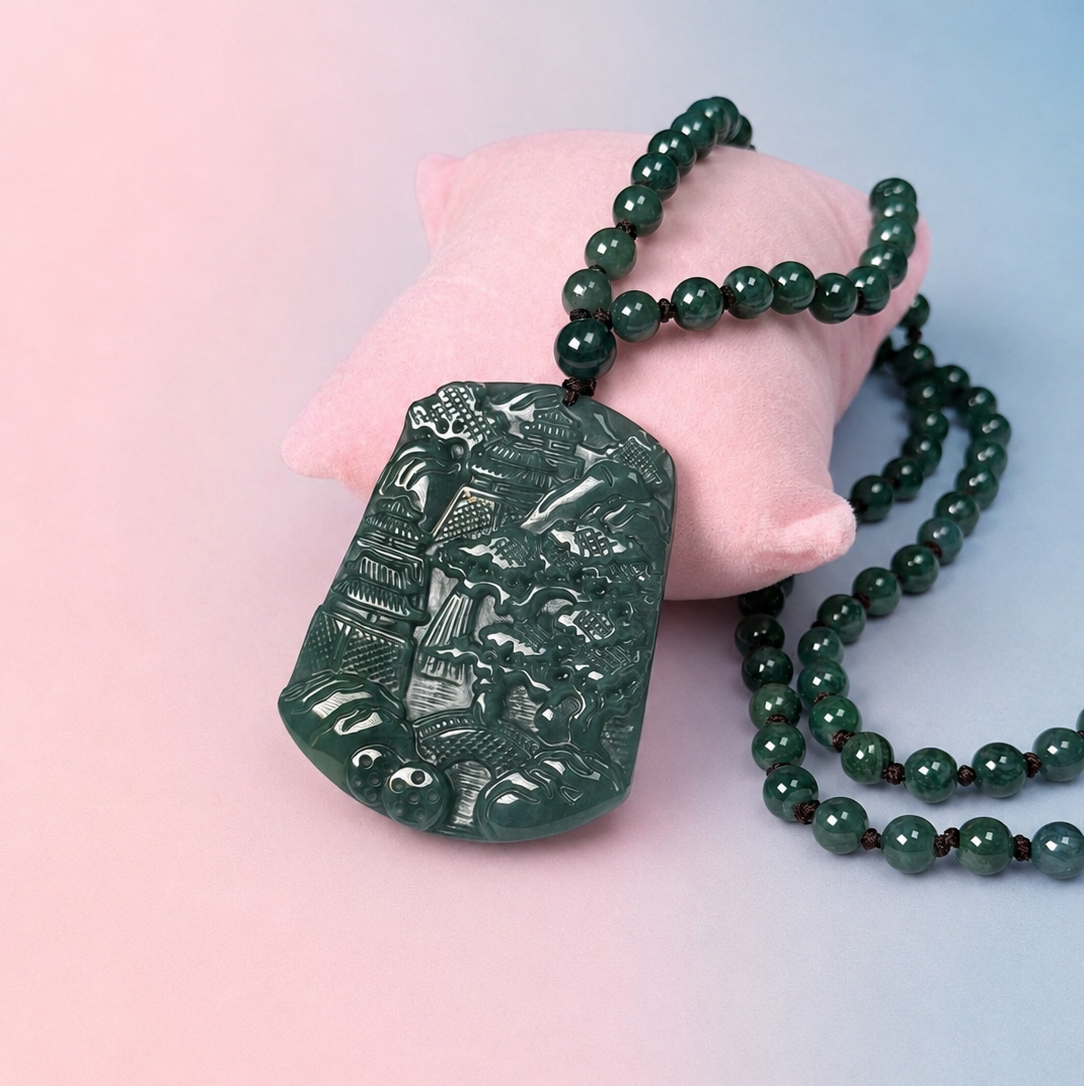 Jadeite Jade Beaded Necklace - Harmony