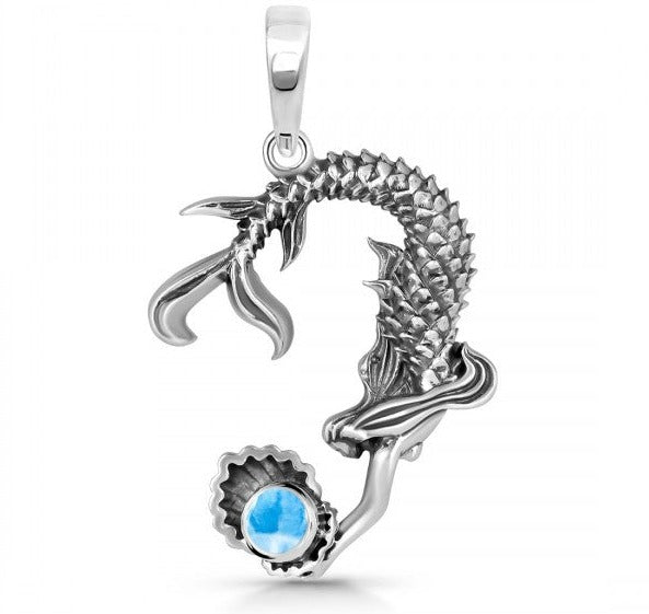 Larimar Mermaid 925 Sterling Silver Pendant