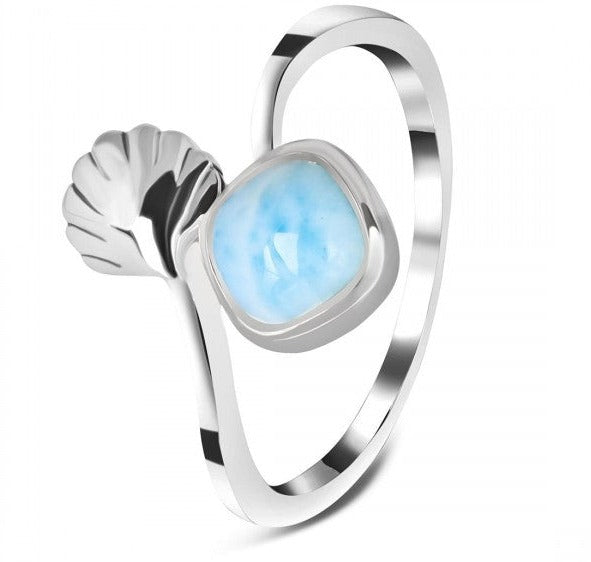 Larimar Seashell 925 Sterling Silver Ring