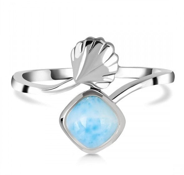 Larimar Seashell 925 Sterling Silver Ring