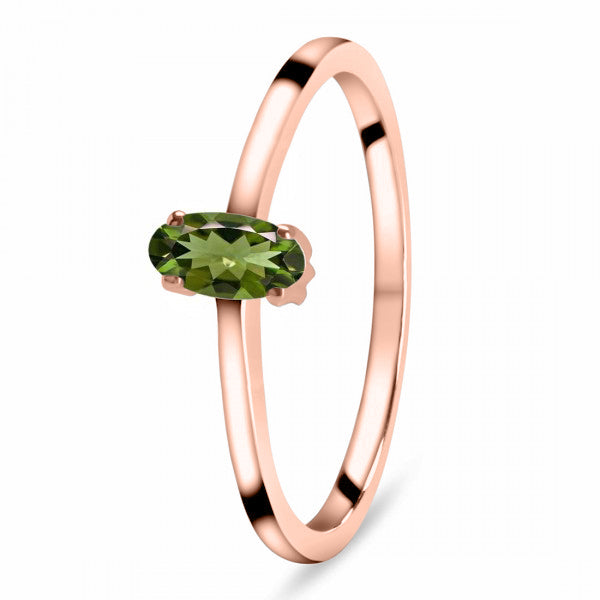 Moldavite Marquise-Cut Ring