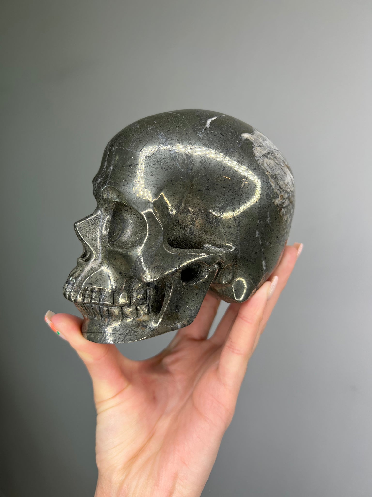 Pyrite w/ Quartz Skull