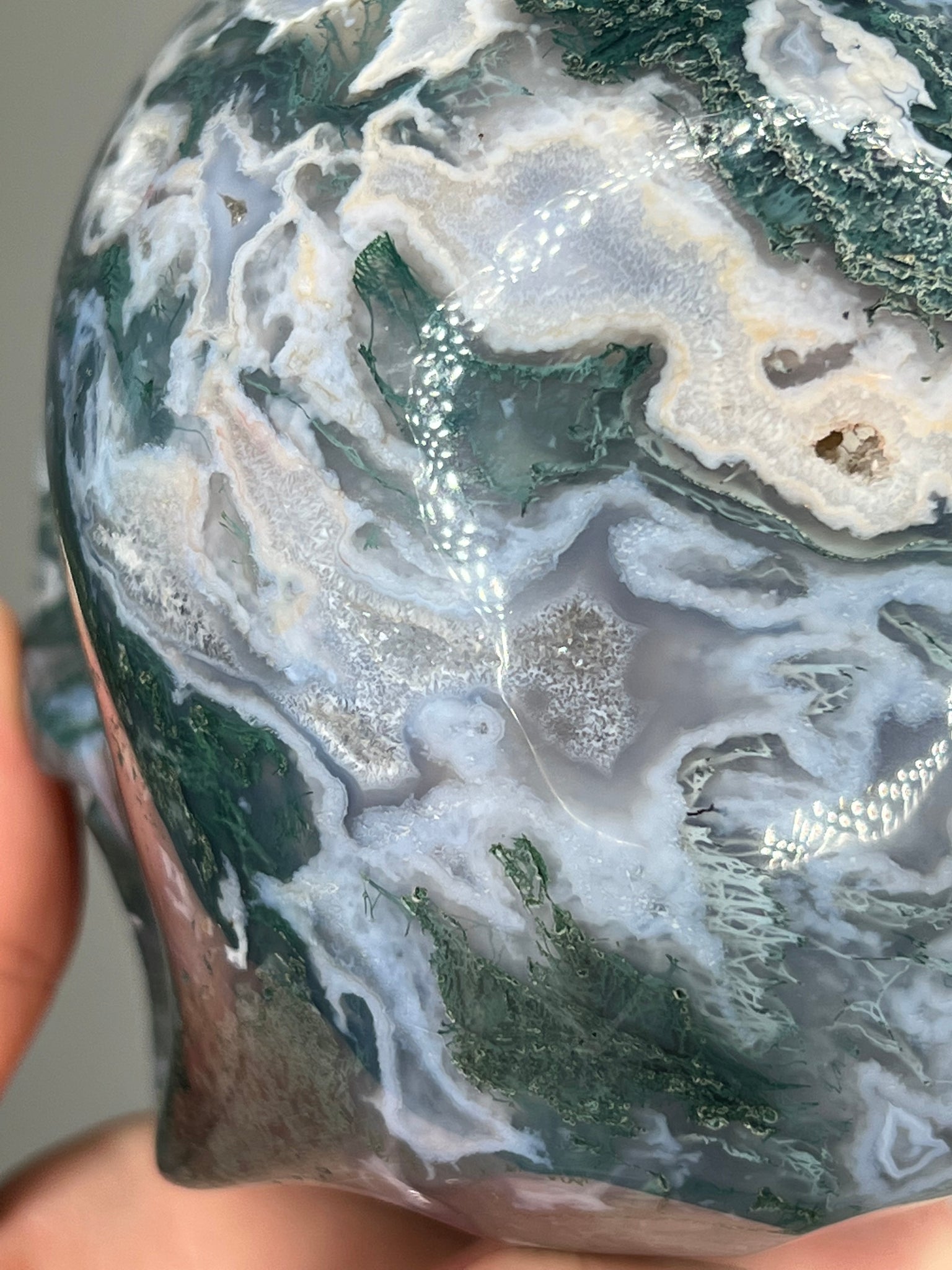 Moss Agate Skull