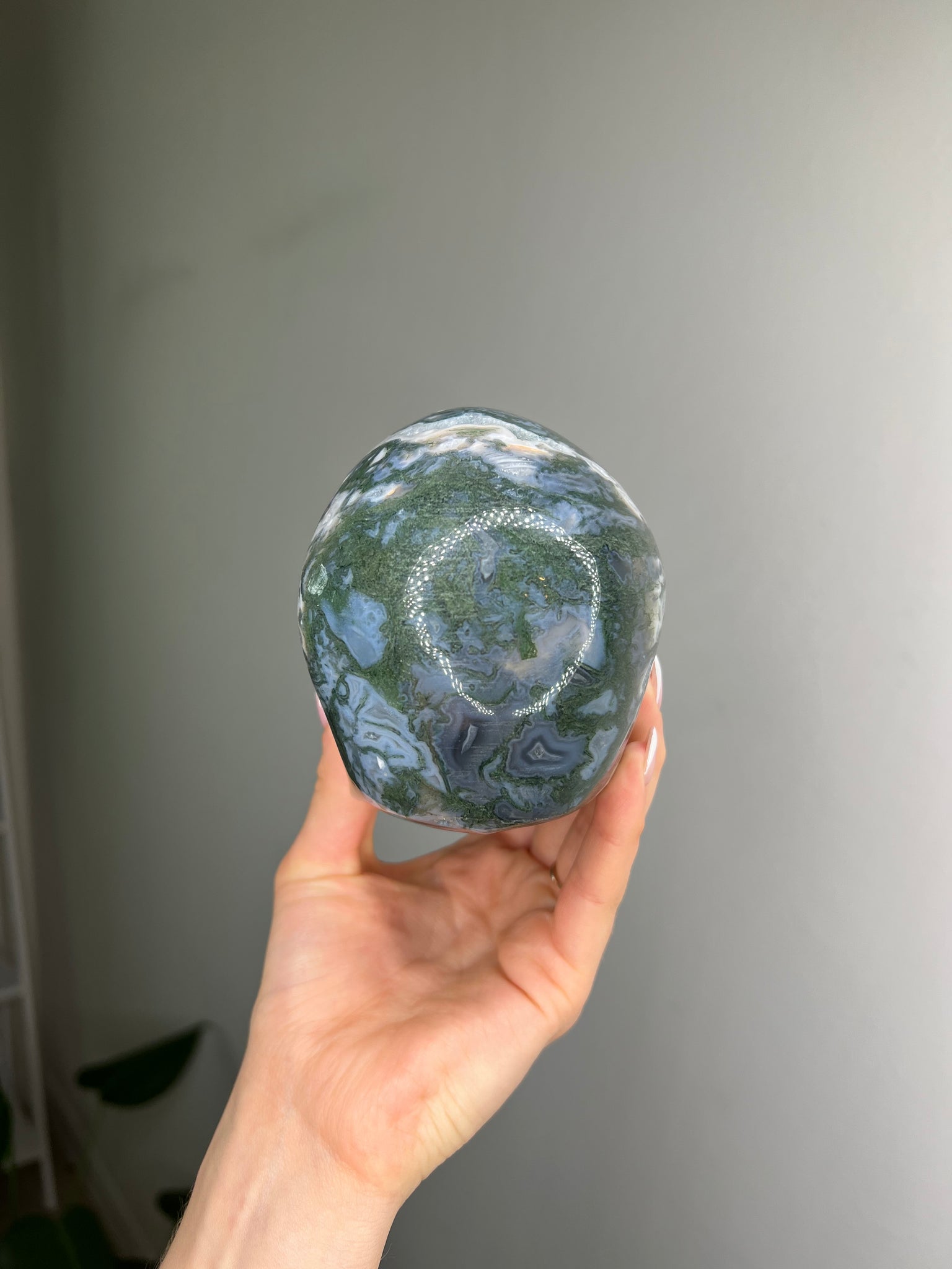 Moss Agate Skull