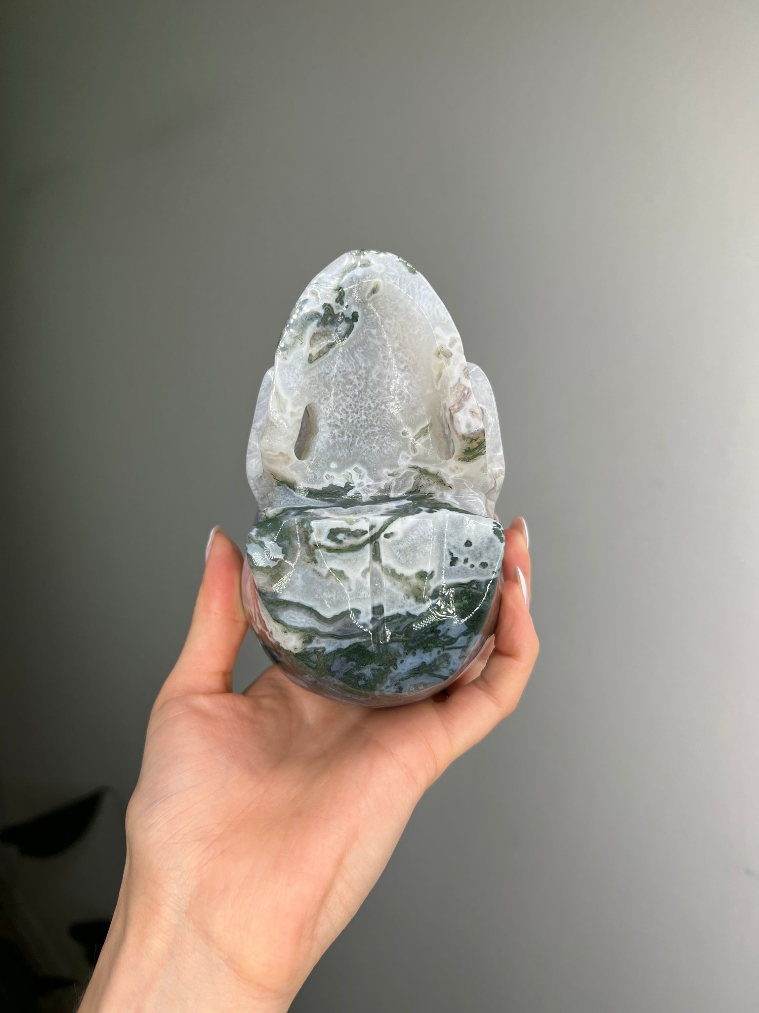 Moss Agate Skull