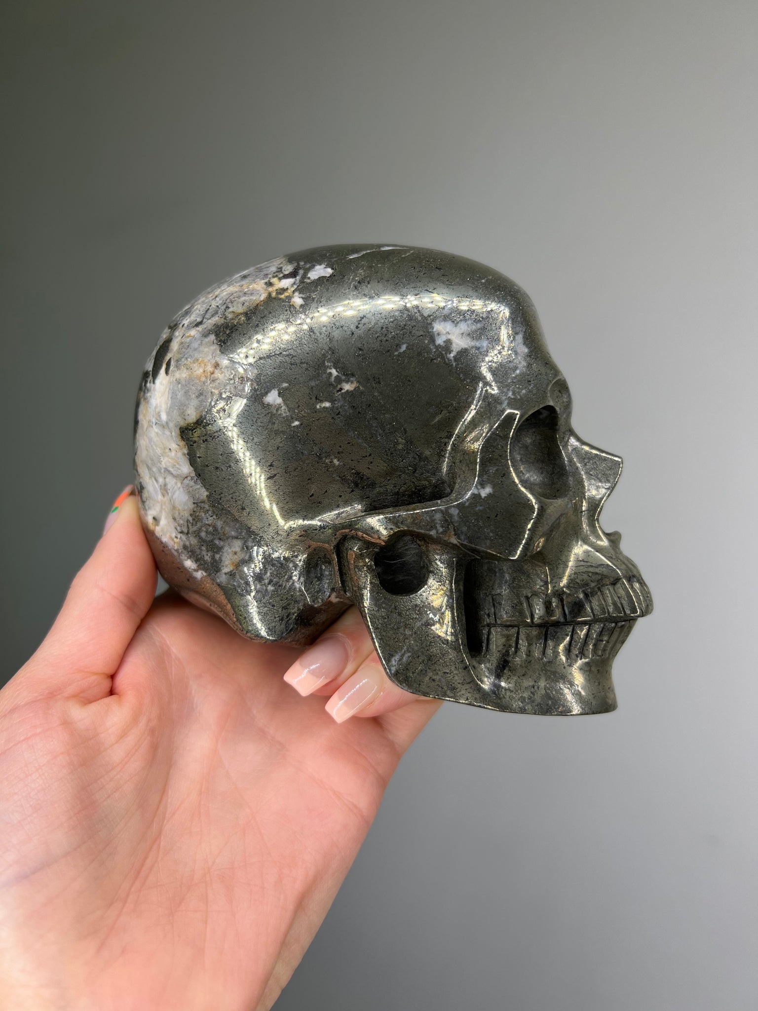 Pyrite w/ Quartz Skull